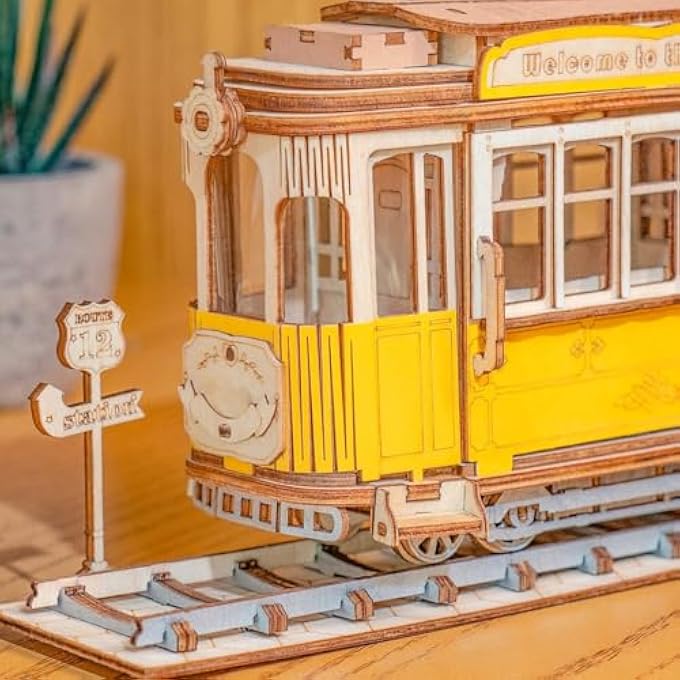 TRAM 3D WOODEN PUZZLE WOODEN MODEL BUILDING KIT PUZZLE GAMES WOODEN MODEL KITS FOR ADULTS LASER CUT PUZZLE CRAFT SETS - Image 4